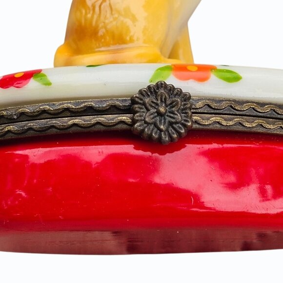 Vtg American Short Hair Orange Cat Porcelain Hinged Trinket Box  2.75" x 2.25" - Picture 9 of 13